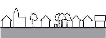 Zone avec végétation ou bâtiments fréquents ou des obstacles isolés à des intervalles ne dépassant pas 20 hauteurs d'obstacle (comme des villages, des zones suburbaines, des forêts permanentes).
