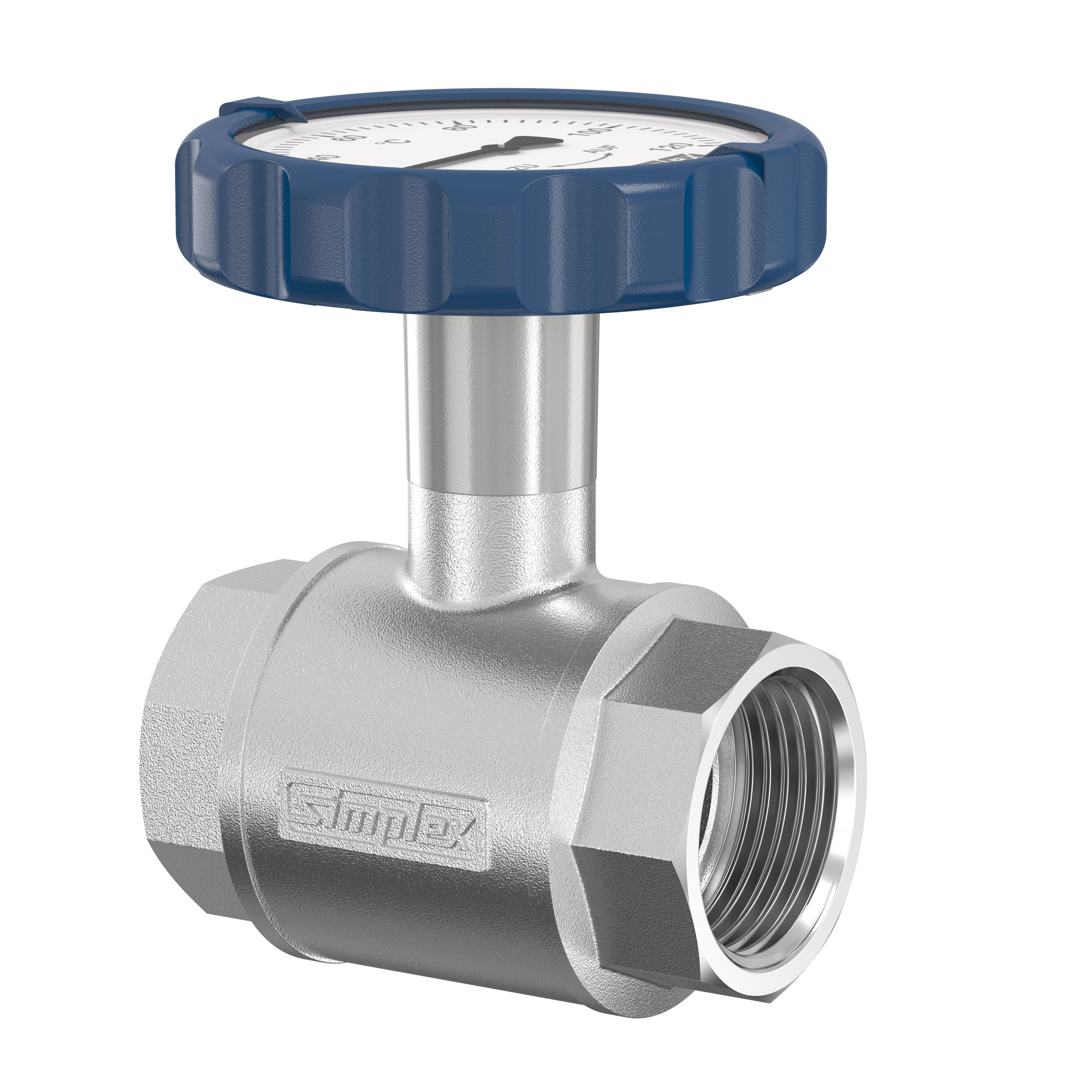 Socket Ball Valve with Blue Thermometer Handle